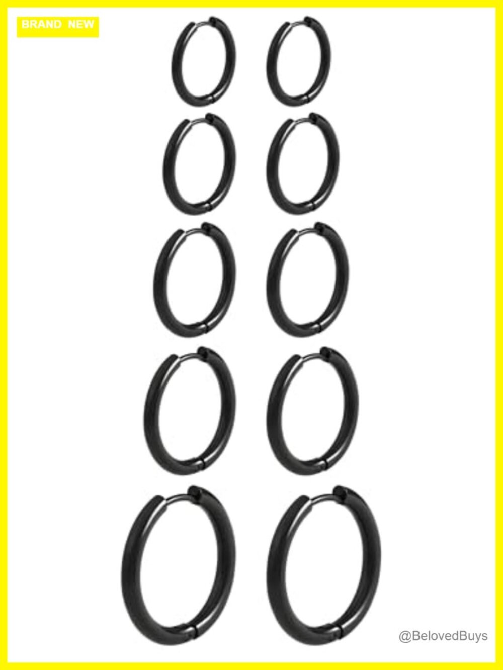 Stainless Steel Hoop Earrings Set 5 Pairs Gothic Grunge Punk